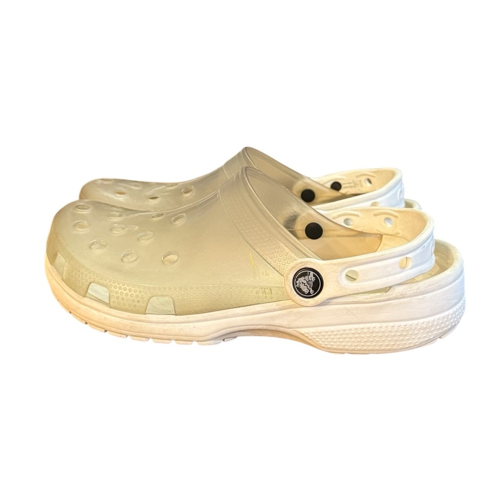 Crocs Classic Clogs White Translucent Clear Slip … - image 3